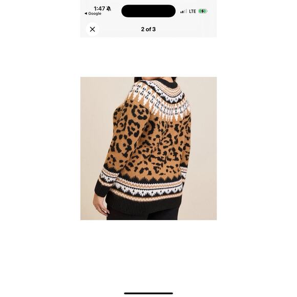Torrid Vegan Cashmere Pullover Sweater Leopard Faire Isle Plus Size 5 5X 28 - Picture 8 of 8